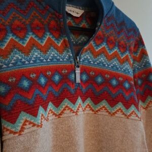 Orvis Southwest Patterned Quarter Zip Pullover, Excellent, Medium, Bright 🌞